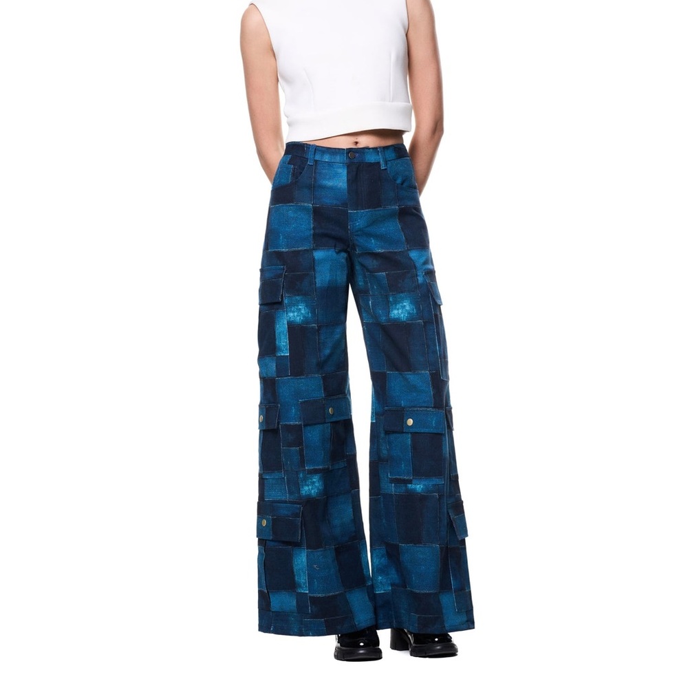 NWT The KIT Kia Cargo Pant | Blue #Patchwork, Size 18